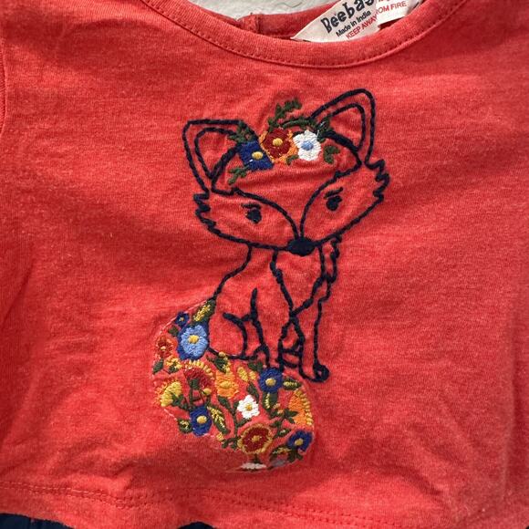 Beebay Red & Blue Fox Polka Dot Long Sleeve Dress - Picture 3 of 7